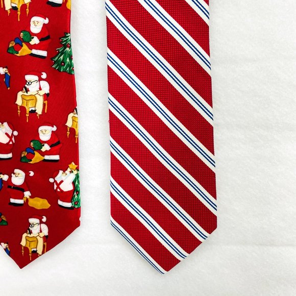 Lot of 2- Jos A Bank Necktie Striped 100% Silk/Noel Christmas Design Polyester - Picture 6 of 16